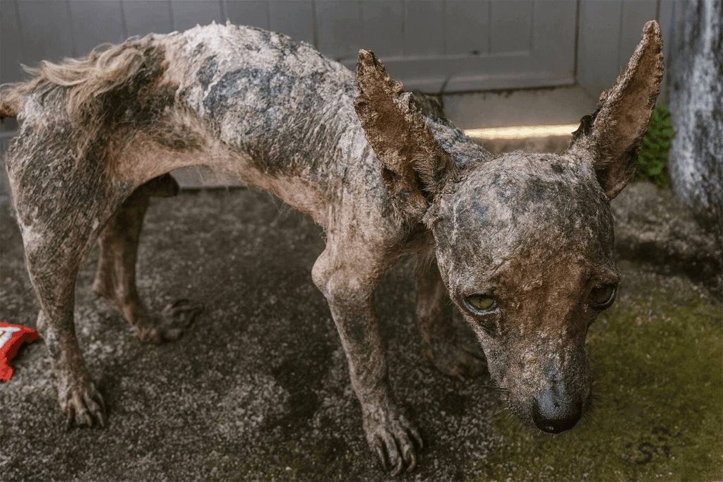 burned puppy receiving treatment