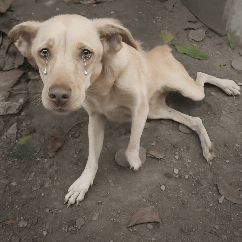 starved dog before transformation during rescue care
