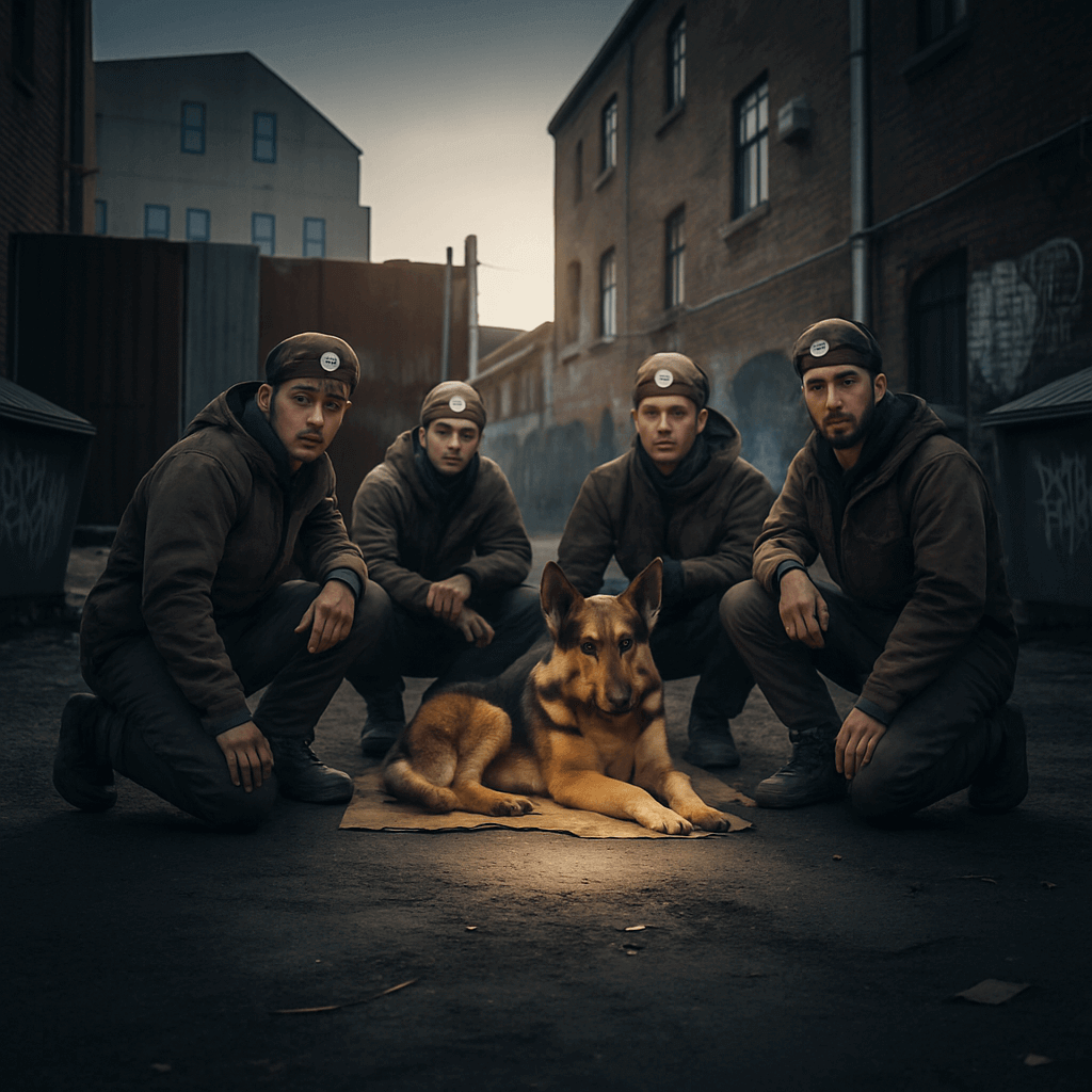 Rescued German Shepherd at veterinary clinic