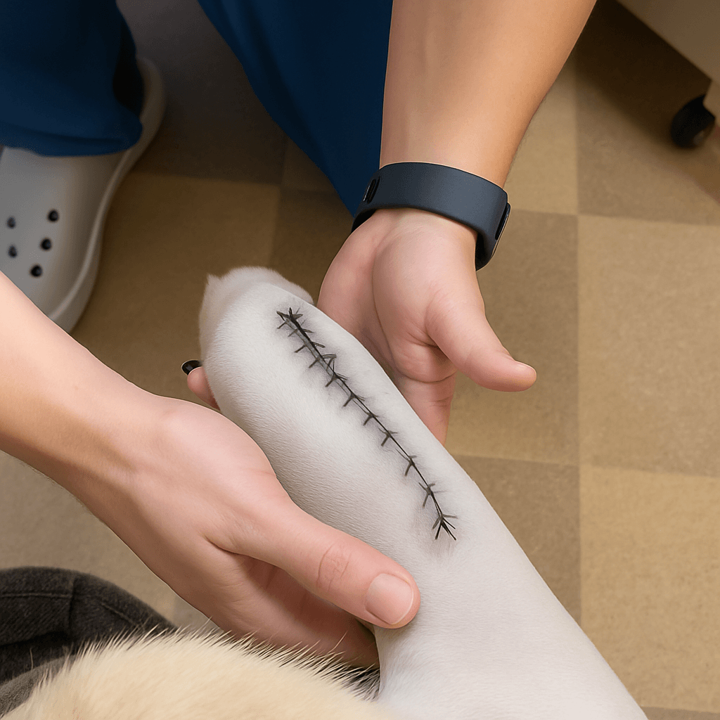 Alpha wrapped in warm blanket after first bath