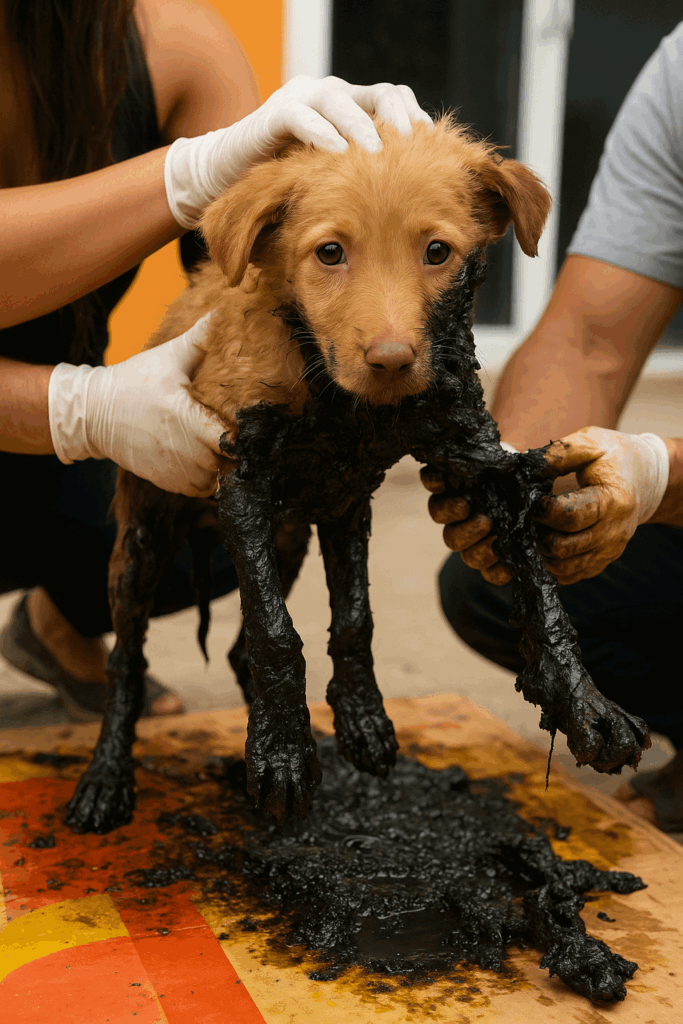 animal rescue team saving Trio