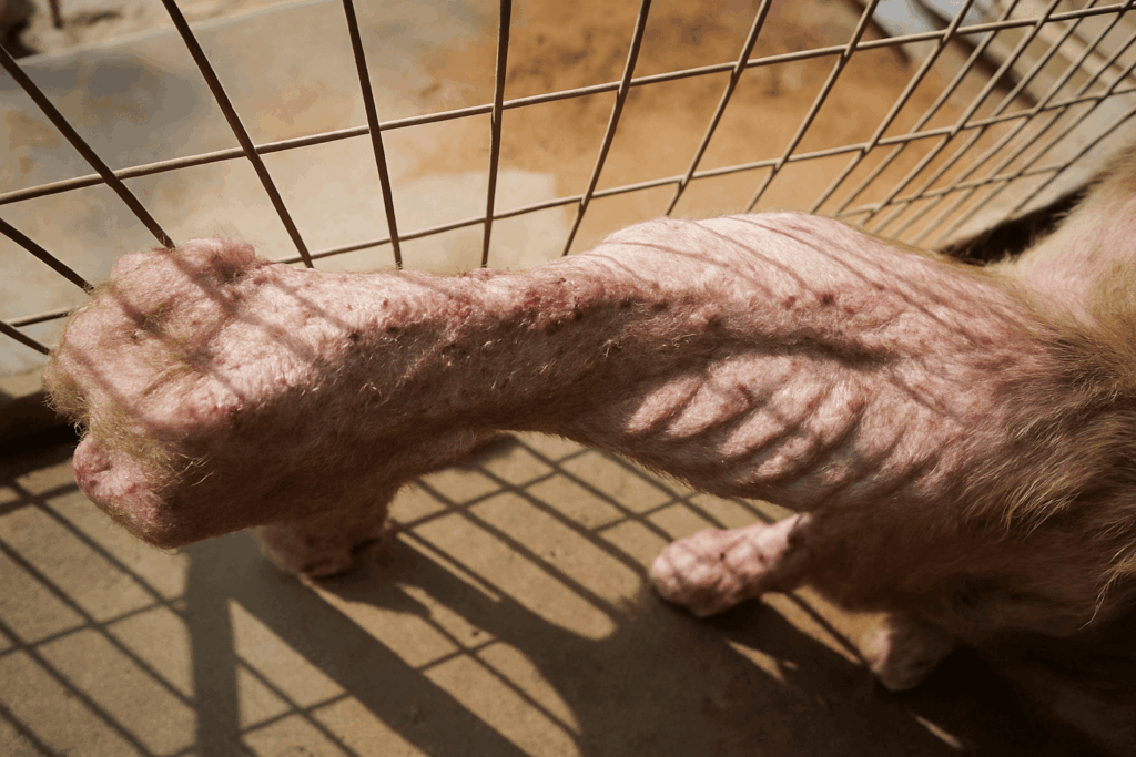 veterinary team treating emaciated dogs in Spain