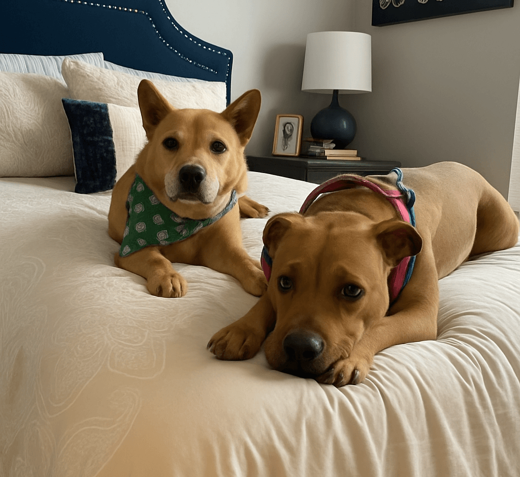 shelter dog renamed Frida bonding with her new family