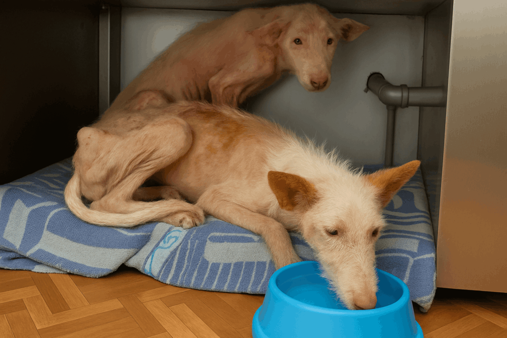 rescued dogs gaining trust during rehabilitation process