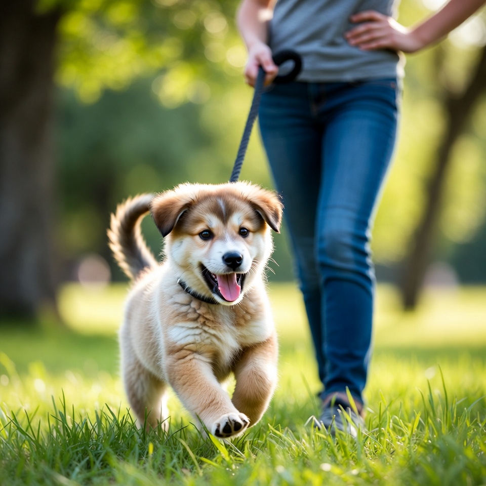 Leash training a puppy without pulling problem example