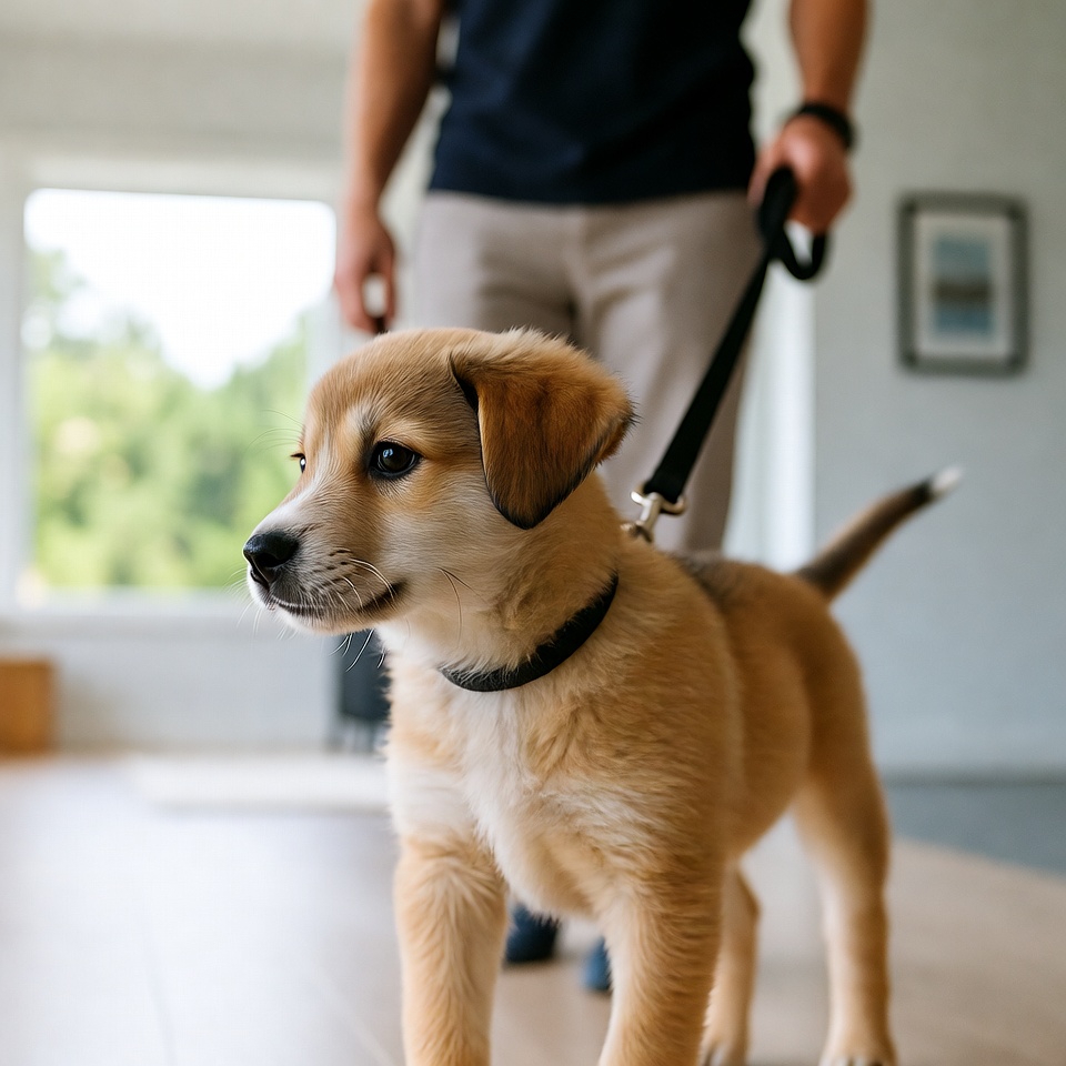 Indoor leash training a puppy without pulling