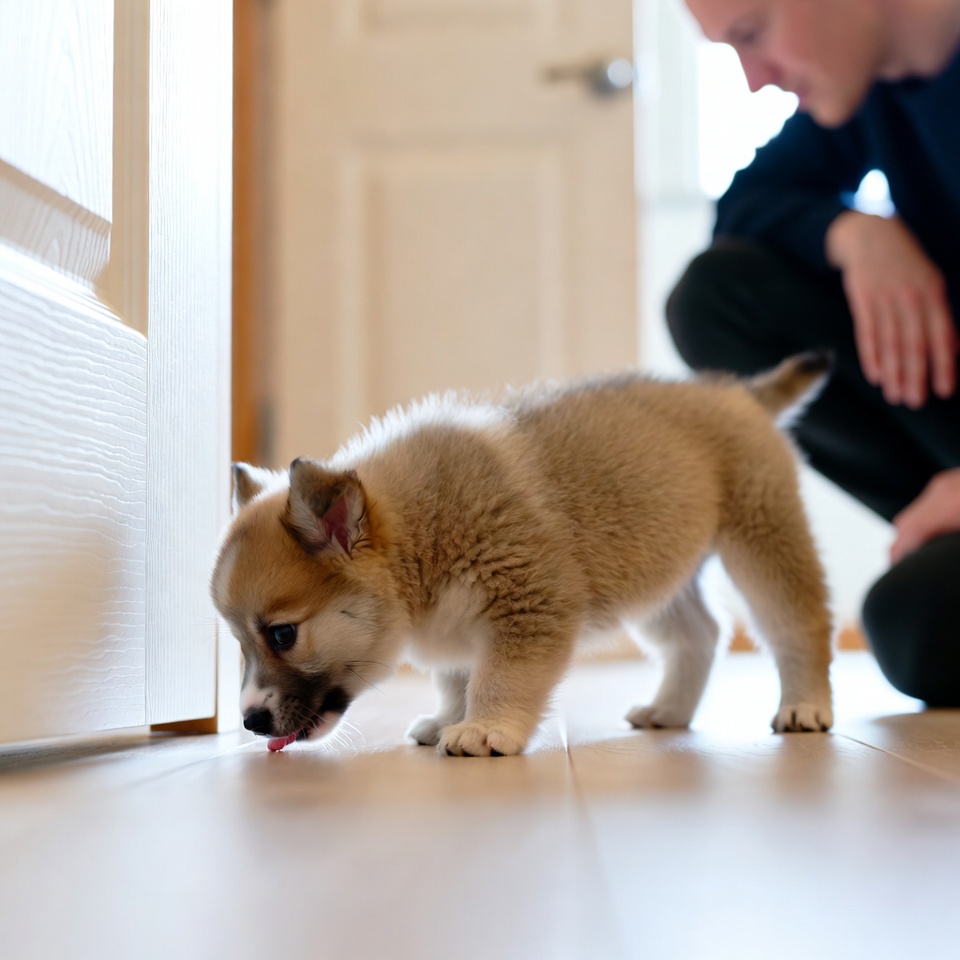 Puppy showing potty signs during how to potty train a puppy in 7 days