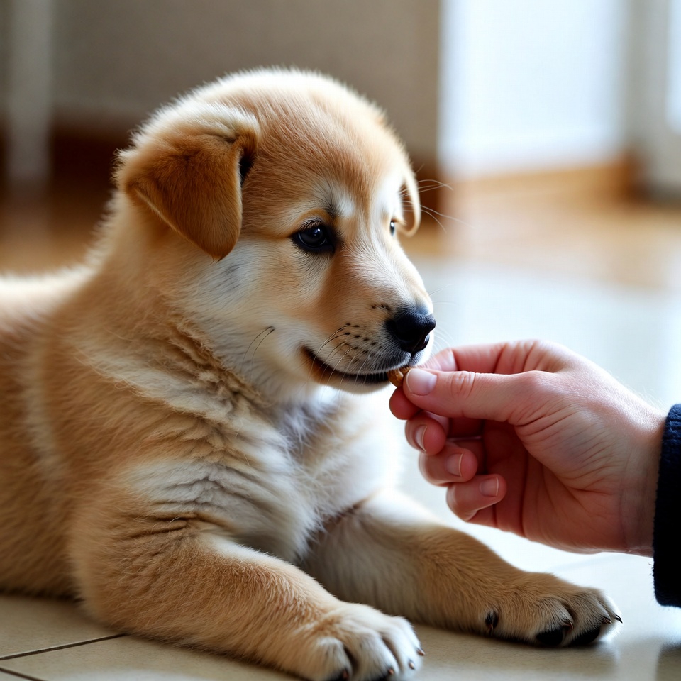 Positive reinforcement while training puppy not to bite