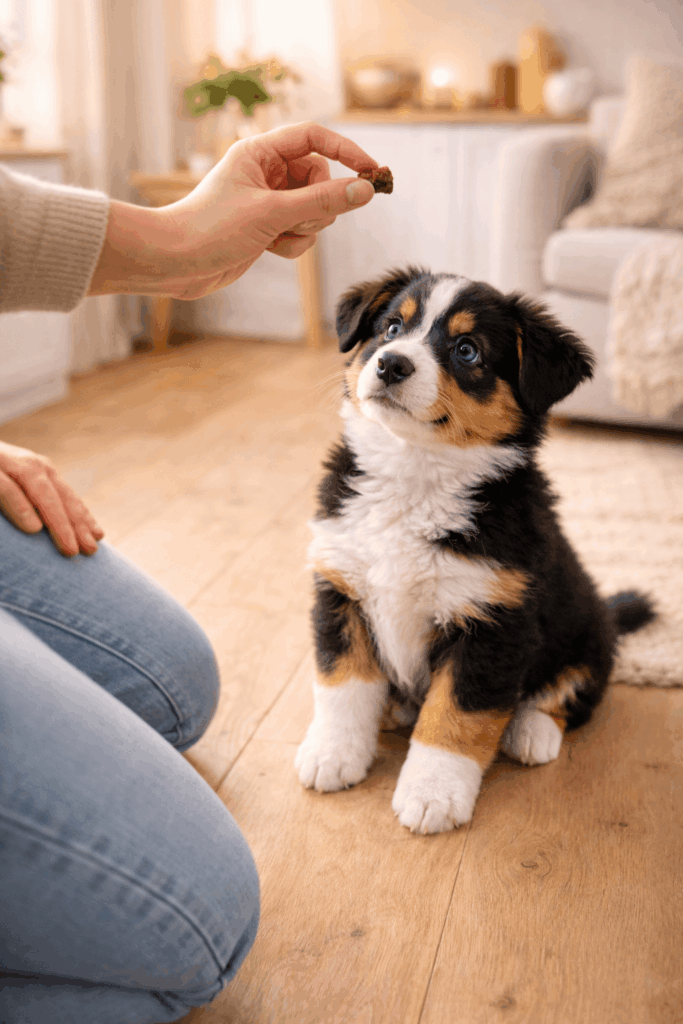 Basic training during first week with new puppy
