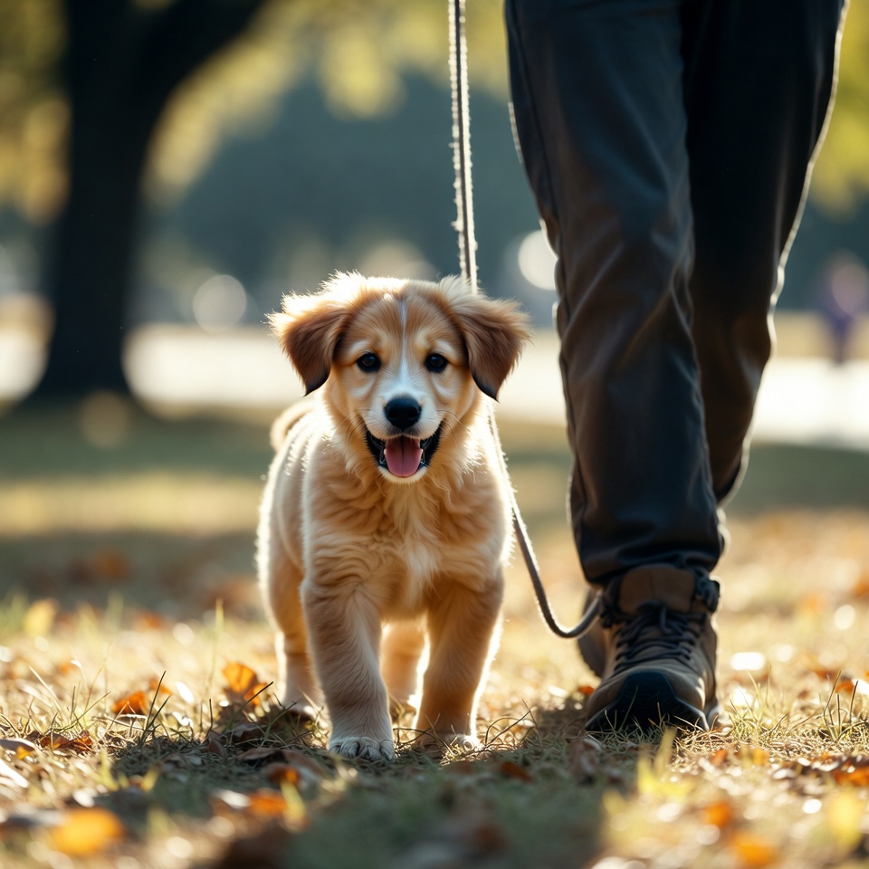 Successful leash training a puppy without pulling result