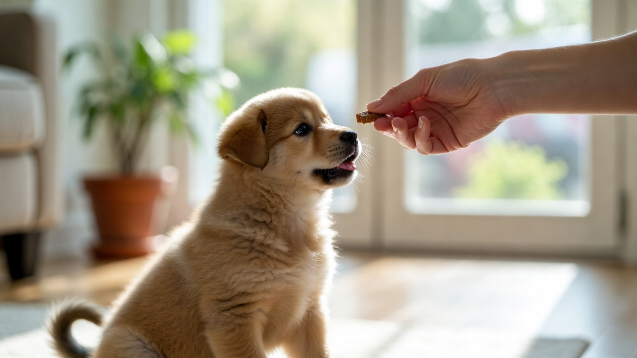 How to train a puppy to sit using treat training method
