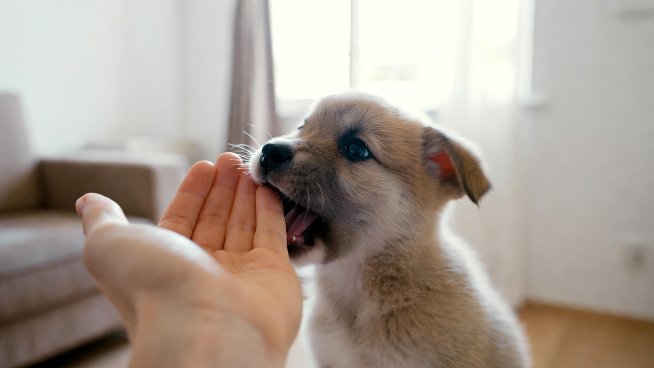 How to train a puppy to stop biting hands during play