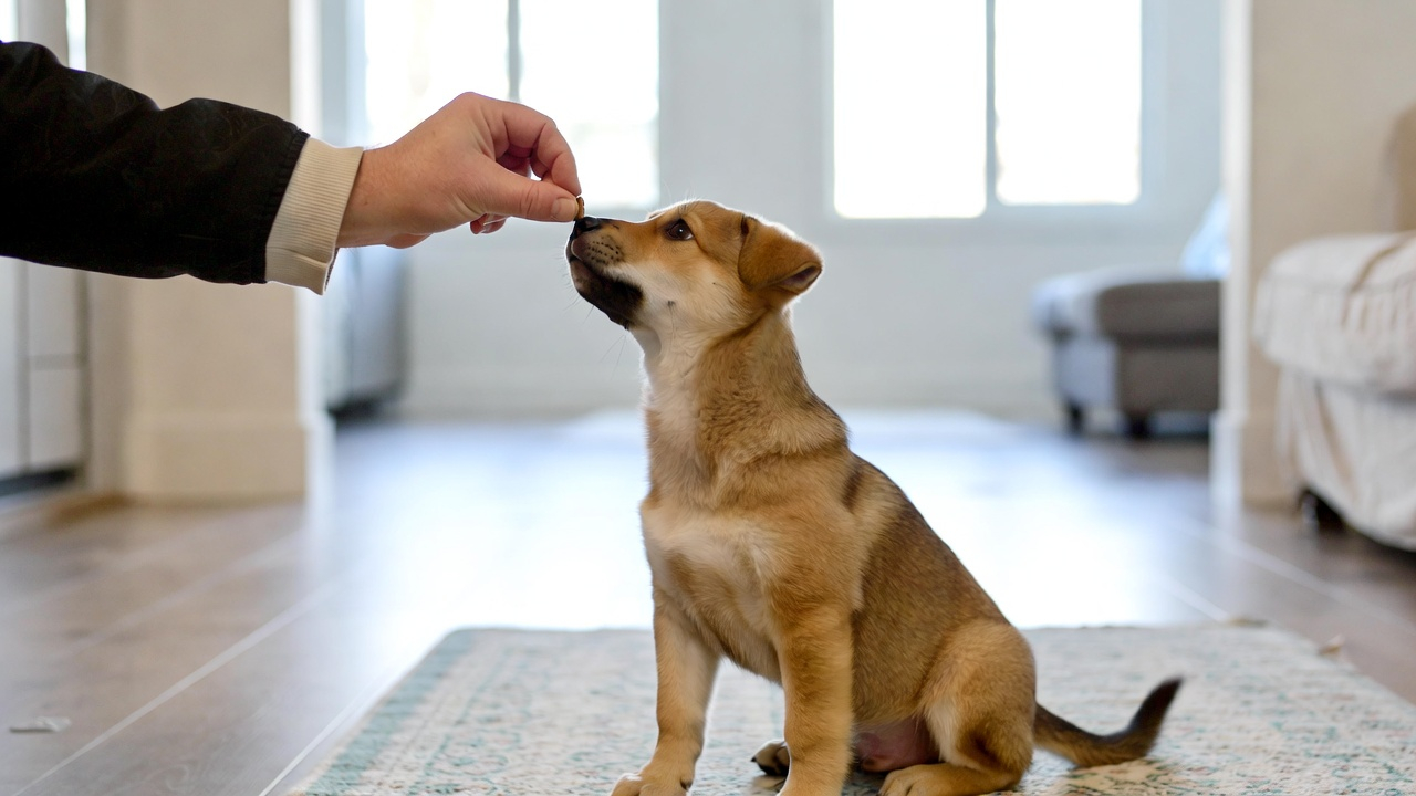 Rewarding behavior while learning how to train a puppy to sit