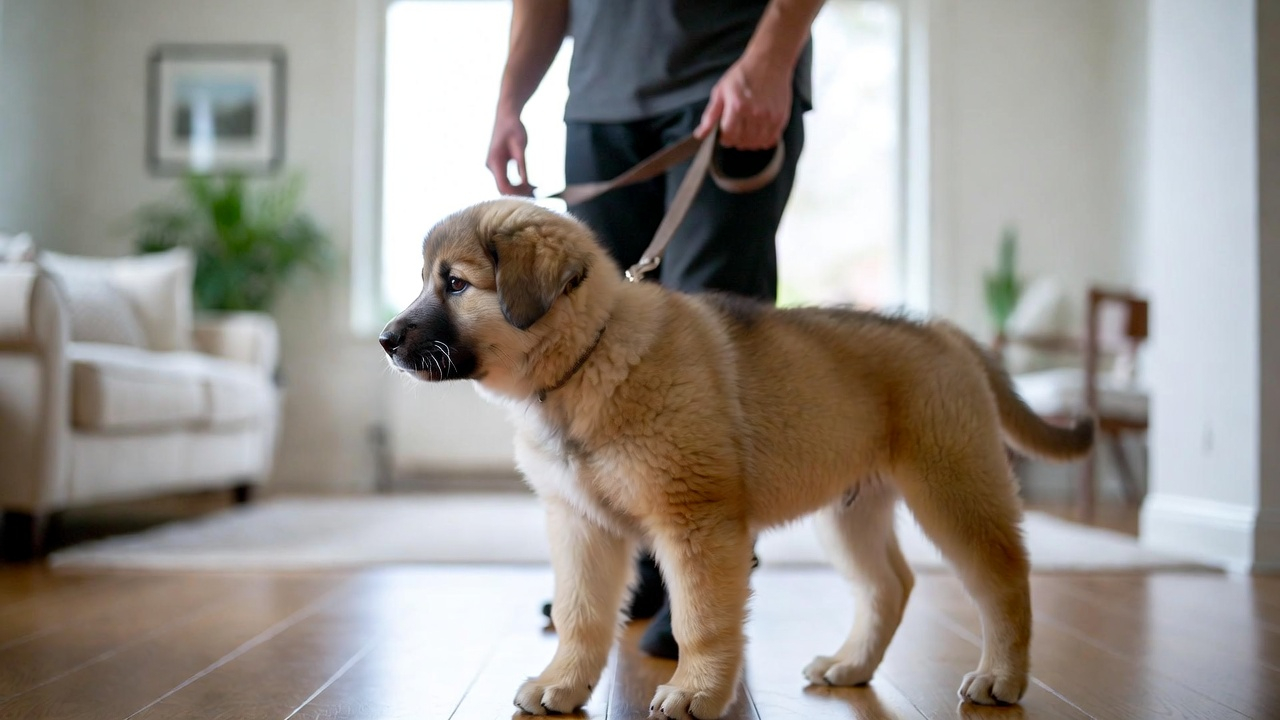 Indoor training for how to train a puppy to walk beside you