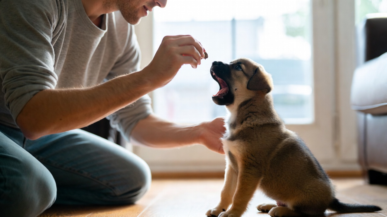 Teaching quiet command while learning how to train a puppy not to bark excessively