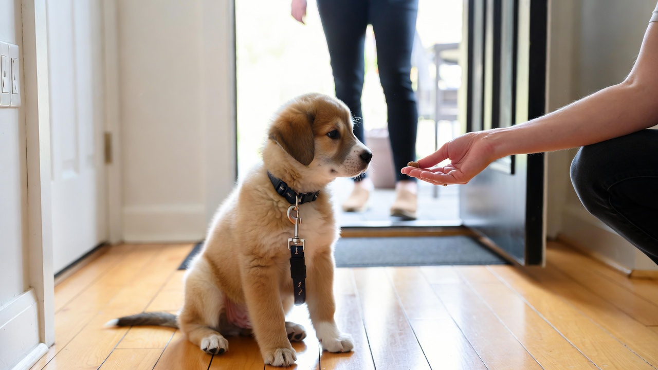 Leash control training for how to train a puppy to stop jumping on guests