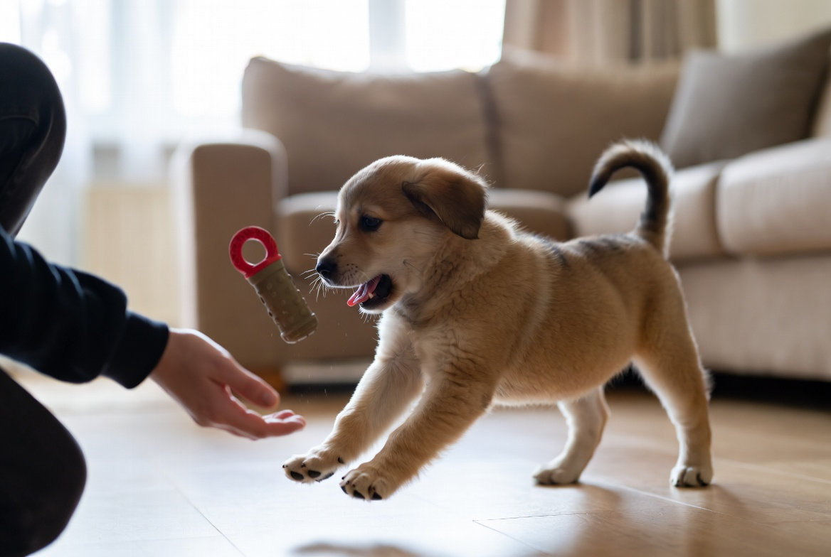 Practice training for how to train a puppy to drop things