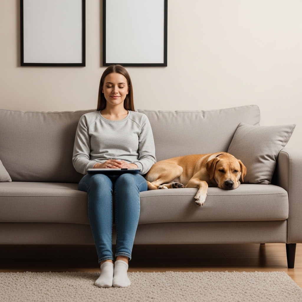 Calm owner helping how to calm a hyper puppy naturally