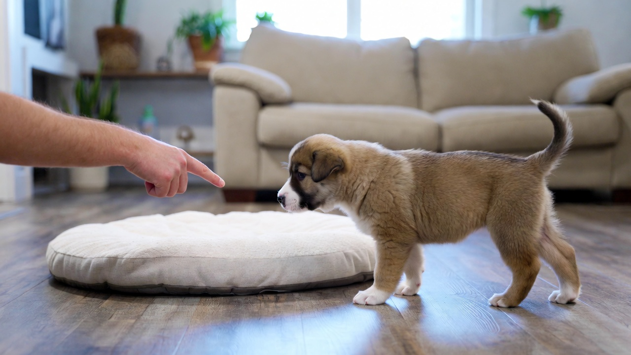 Place command training for how to train a puppy to stop jumping on the couch