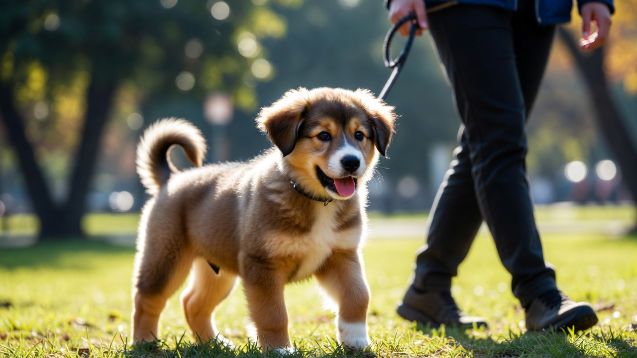 Direction change technique in how to train a puppy to walk beside you
