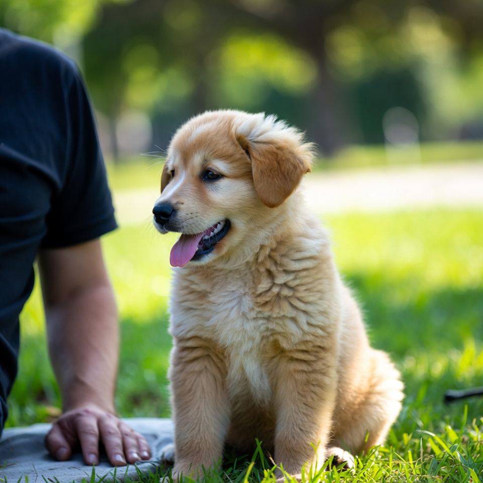 Successful result after training puppy to come when called