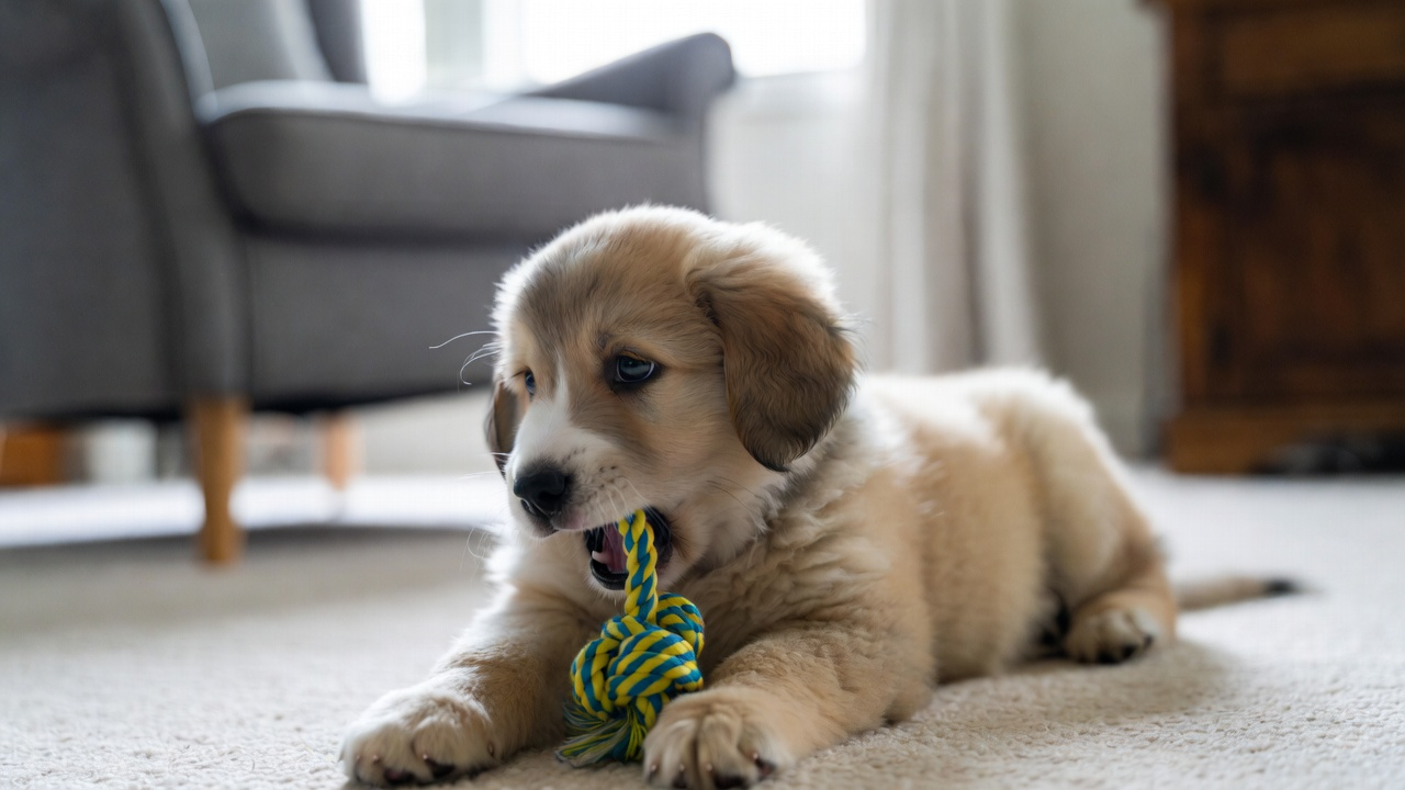 Successful result after stopping puppy from chewing everything