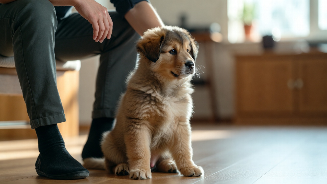 Successful result after training puppy to stop biting hands