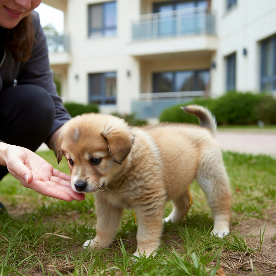 Outdoor transition in how to potty train a puppy in an apartment