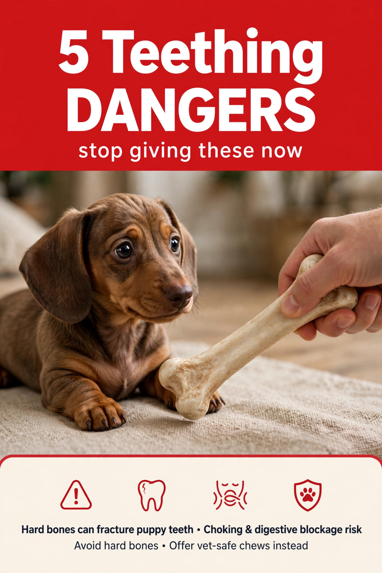 Dachshund puppy licking a homemade broth popsicle